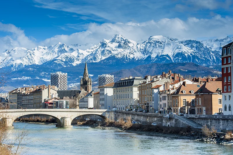 Grenoble is located in the foothills of the Alps